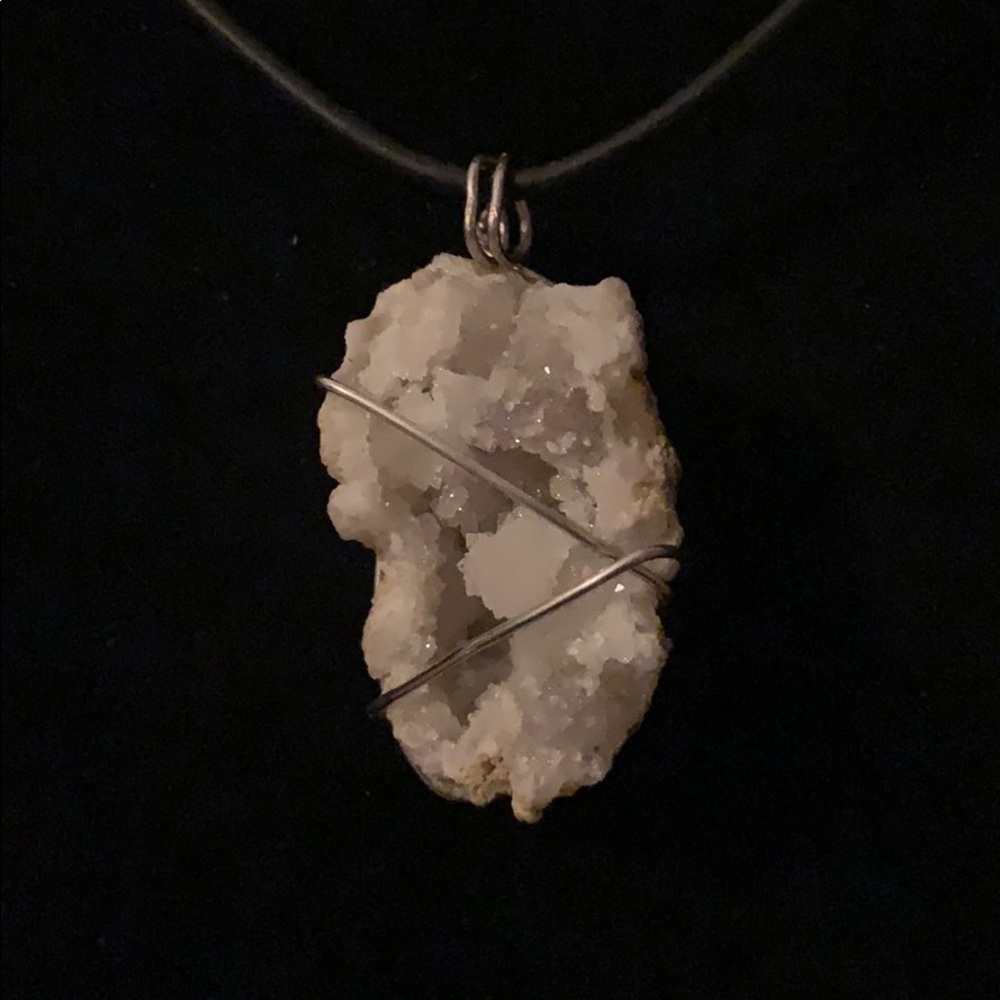 Large wire wrapped druzy necklace VACATION HOLD